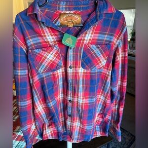 Red Camel Men’s Flannel Shirt Plaid Button Down Size Medium